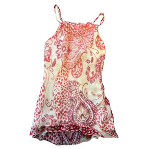 Carmela Achaval Womens Pink Paisley Sleeveless Casual Pure Silk Tank Top Size 42